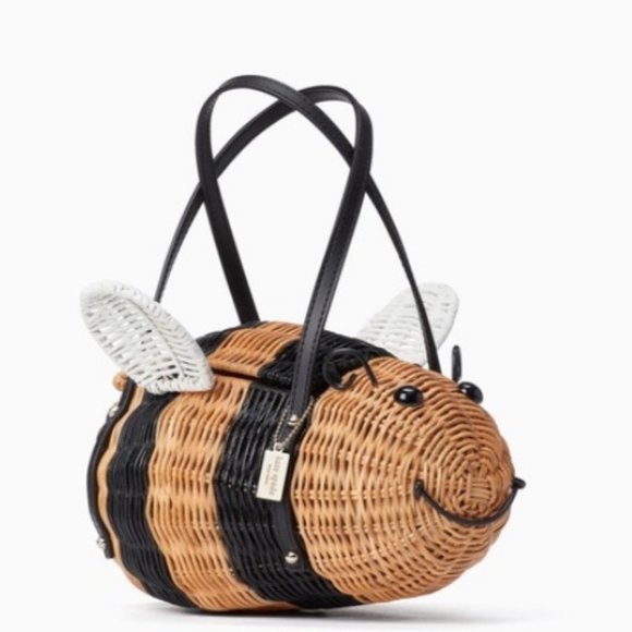kate spade Handbags - Kate Spade Down the Rabbit Hole Wicker Bumble Bee Clutch Bag Purse